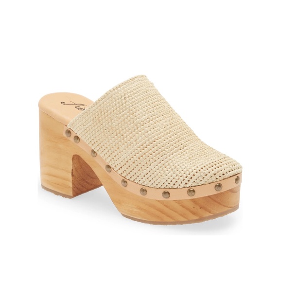 Free People Claudia Crochet Studded Leather Clogs Beige Size 39 - Picture 2 of 11